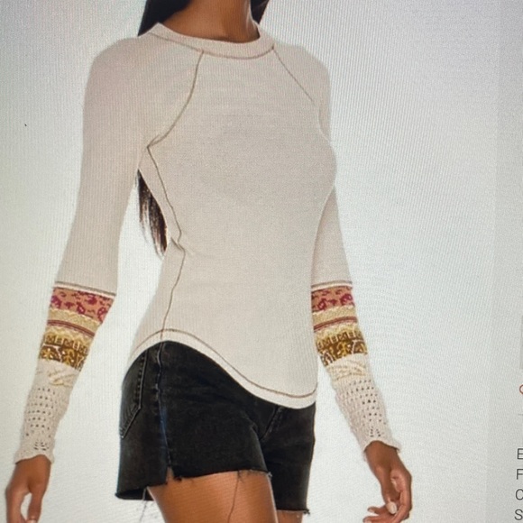Free People Women’s In The Mix Cuff Long Sleeve Thermal Knit Top XS - Picture 1 of 10